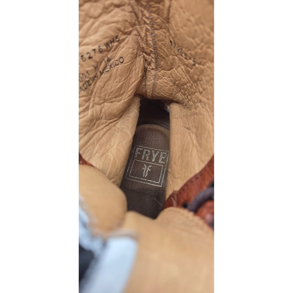 Frye Veronica Women's Combat Boots 8 B Cognac Brown Leather Lace Up Goodyear - Picture 9 of 16